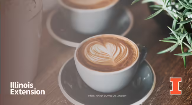 Two cups of coffee on platers with a leaf design in the foam.